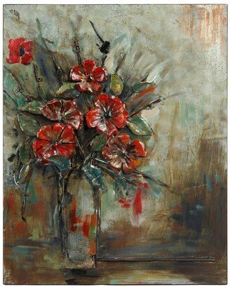 Bouquet Mixed Media Iron Hand Painted Dimensional Wall Art, 40 x 32 x 2.5