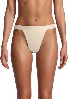 Rib Knit Logo Thong