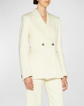 Wool Compact Suit Jacket w/ Curved Sleeves-AA