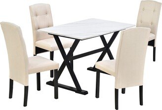 TONWIN Solid Wood 5-Piece Dining Table Set