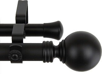 InStyleDesign Black Sphere Adjustable Double Curtain Rod Set