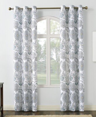 No. 918 Janelle Medallion Floral Semi-Sheer Grommet Curtain Panel, 40 x 95