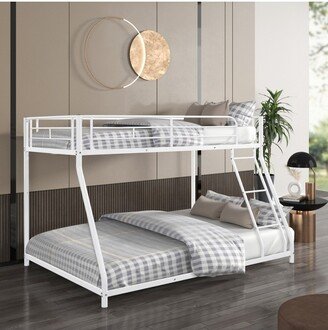 Twin over Full Metal Bunk Bed with Ladder, White