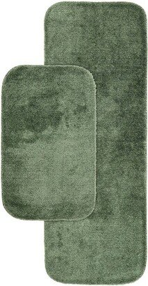 2pc Traditional Nylon Washable Bathroom Rug Set Deep Fern