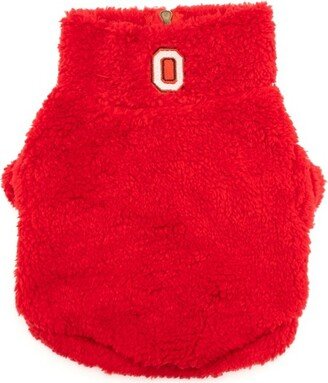 The Worthy Dog The License House Ohio State Buckeyes Block O Fleece Dog Quarter Zip Pullover - Scarlet - S