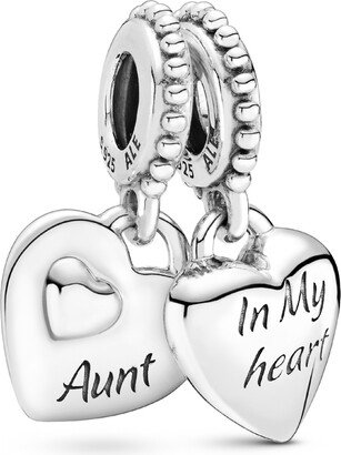 Sterling Silver Aunt Niece Split Heart Dangle Charm