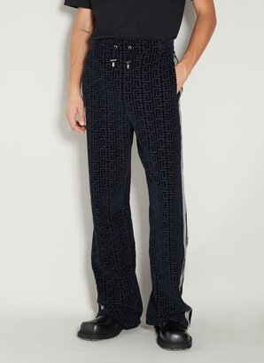 Velvet Monogram Pyjama Pants - Man Track Pants Blue S