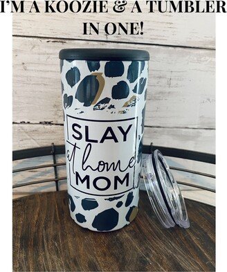 Slay At Home Mom Skinny Can Cooler Tumbler Duo, Stainless Koozie, Cooler, Gifts For Wife, 2In1