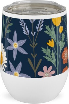 Travel Mugs: British Spring Meadow - Navy Stainless Steel Travel Tumbler, 12Oz, Multicolor