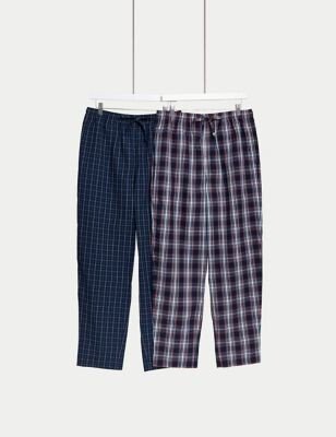 2pk Pure Cotton Checked Pyjama Bottoms