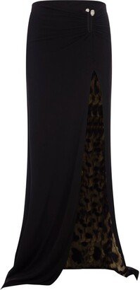 Leopard Printed Ruched Maxi Skirt