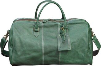 Touri Genuine Leather Duffle With Luggage Tag - Emerald