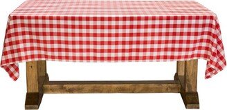 Lann's Linens Rectangular Polyester Fabric Checkered Tablecloth - Gingham Pattern for Picnic, Banquet, Restaurant - 60 x 126 Inch - Red and White