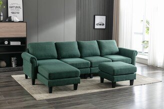 Calnod L-Shape Convertible Sectional Sofa Accent Sofa Living Room Sofa with Ottoman-AD