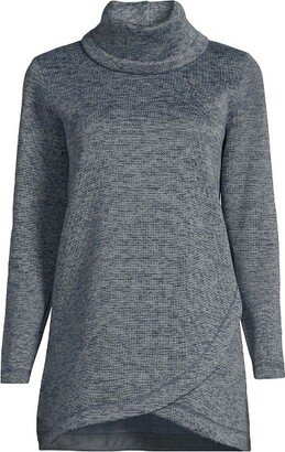 Women's Sweater Fleece Tunic Cowl Neck Pullover - X-Small - Charcoal Heather