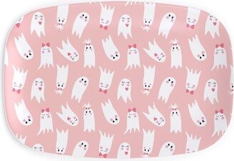 Serving Platters: Sweet Ghosts On Pink Serving Platter, Pink