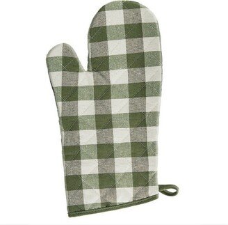 Kate Aurora 2 Pack Gingham Plaid Checkered Gingham Country Farmhouse Oven Mitts - 17 in. W x 17 in. L, Green