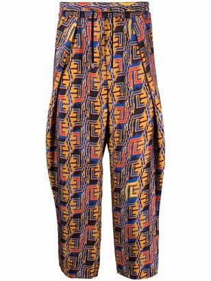 Graphic-Print Cropped Trousers