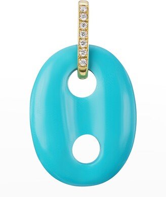 Jenna Blake Yellow Gold Mariner Link Charm with Diamond Bale and Turquoise