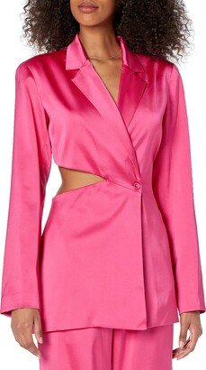 Porsha Williams x Women's Hot Pink Cut-Out Waist Blazer