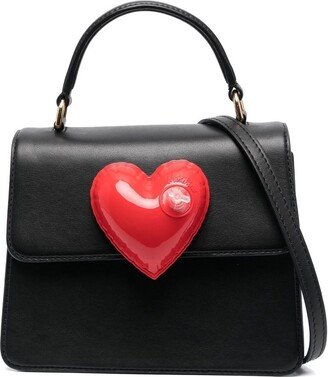 3D-heart leather tote bag