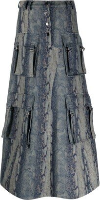 Python-Print Cargo Maxi Skirt