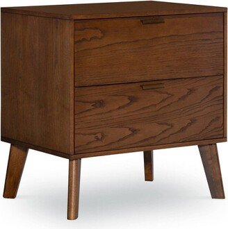 Reid Mid-Century Modern Wood 2 Drawer Nightstand Chest Walnut