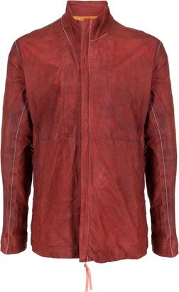 High-Neck Leather Jacket-AB