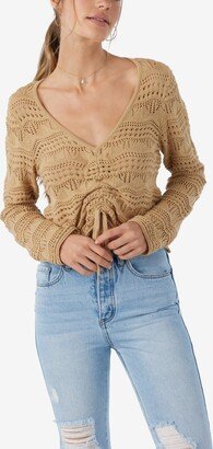 Juniors' Cotton Harbor Adjustable Crochet Sweater