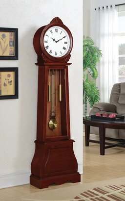 CDecor Wilford Brown Red Grandfather Clock with Chime