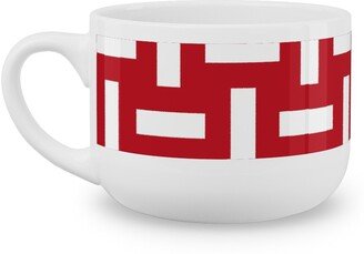 Mugs: Geometrically Assembled Flag - Red Latte Mug, White, 25Oz, Red