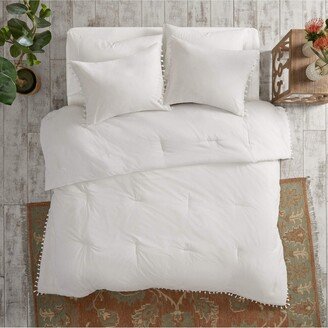 Gracie Mills Lillian 3 Piece Cotton Comforter Set, Ivory - Full/Queen