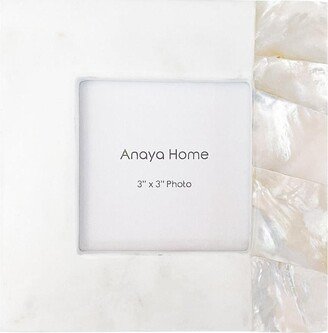 Anaya Home White Mother of Pearl White Marble Picture Frame 3x3