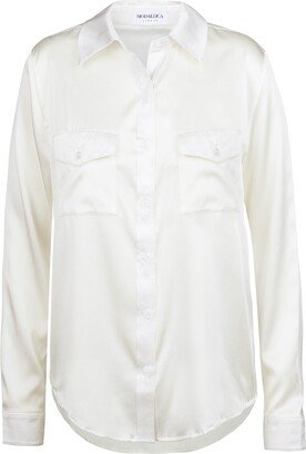 Modallica Ann White Loose 100% Gots Certified Organic Peace Silk Shirt