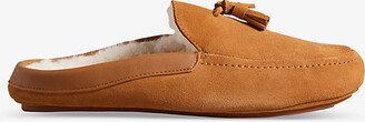 Mens Tan Iordan Tassel-embellished Suede Mule Slippers