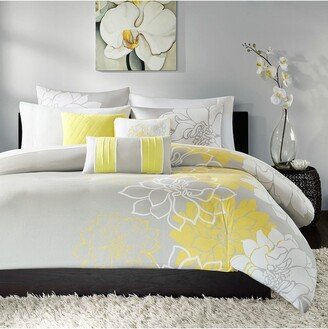 Gracie Mills 6-pc Lola Printed Duvet Cover Set, Yellow - California KIng