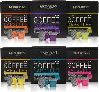 Bestpresso Coffee for Nespresso Original Machine 120 pods Certified Genuine Espresso Variety Pack Pods Compatible with Nespresso Original