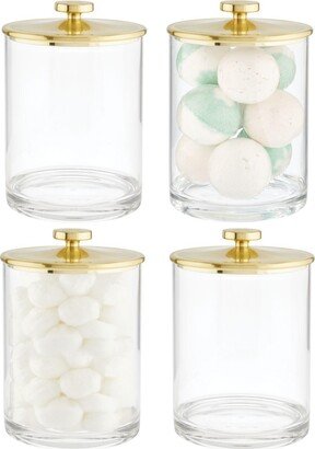 mDesign Large Plastic Bathroom Apothecary Canister Jar, 4 Pack, Clear/Soft Brass - Clear/soft brass