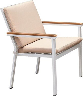 27 Inch Aluminum Frame Arm Chair, Outdoor, Cushions, Set of 2, White, Pink