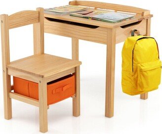 Wood Activity Kids Table and Chair Set with Storage Space - 23