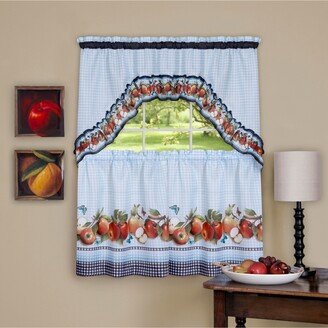 Golden Delicious Printed Tier & Swag Window Curtain Set, 57x36