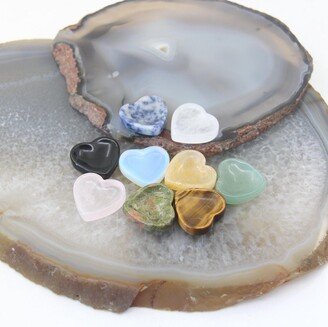 1.2 Inch Natural Gemstone Heart Small Bowl Home Decor, Reiki Healing Crystal Quartz Stone Energy Meditation Pocket Worry Gift For Her