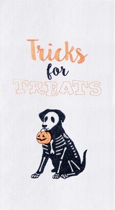 Tricks For Treat Embroidered Flour Sack Cotton Halloween Kitchen Towel