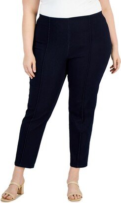 Plus Womens High Waist Pintuck Jeggings