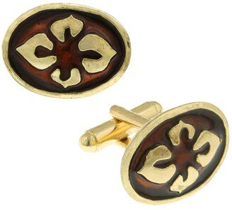 Jewelry 14K Gold-Plated Enamel Flower Cufflinks