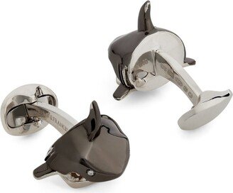 Sterling Silver Shark Cufflinks