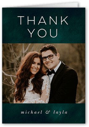 Wedding Thank You Cards: Cloudy Tints Wedding Thank You Card, Green, 3X5, Matte, Folded Smooth Cardstock