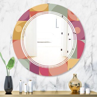 Designart 'Geometric Retro Minimal I' Printed Modern Round or Oval Wall Mirror - Triple C