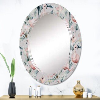 Designart 'Tropical Seamless Pattern With Flamingo I' Printed Patterned Wall Mirror