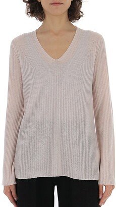 Ribbed Knit V-Neck Jumper